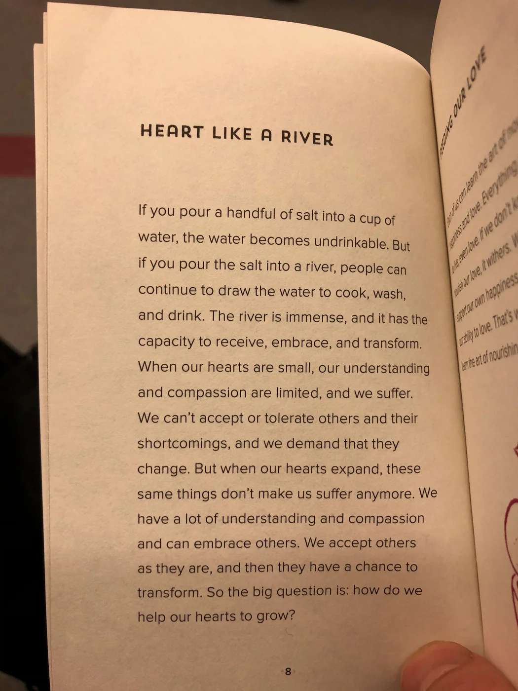 A page from How to Love by Thich Nhat Hanh, titled Heart Like a River