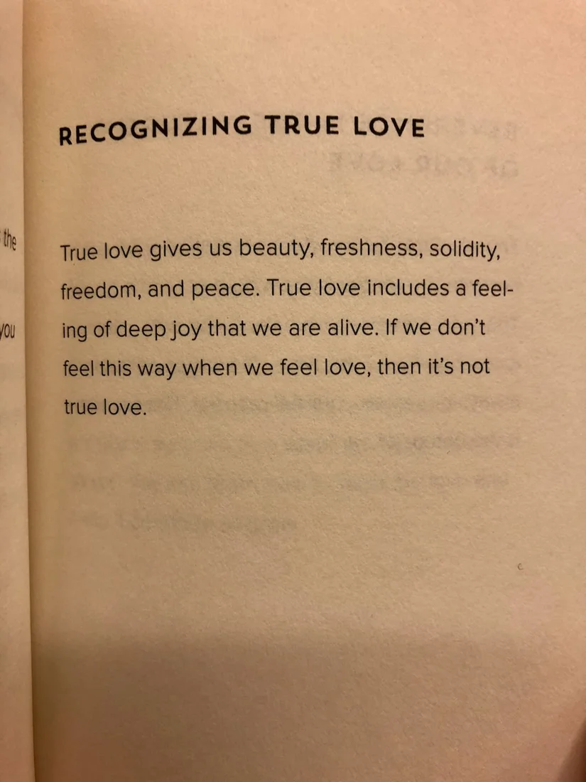 A page from How to Love by Thich Nhat Hanh, titled Recognizing True Love