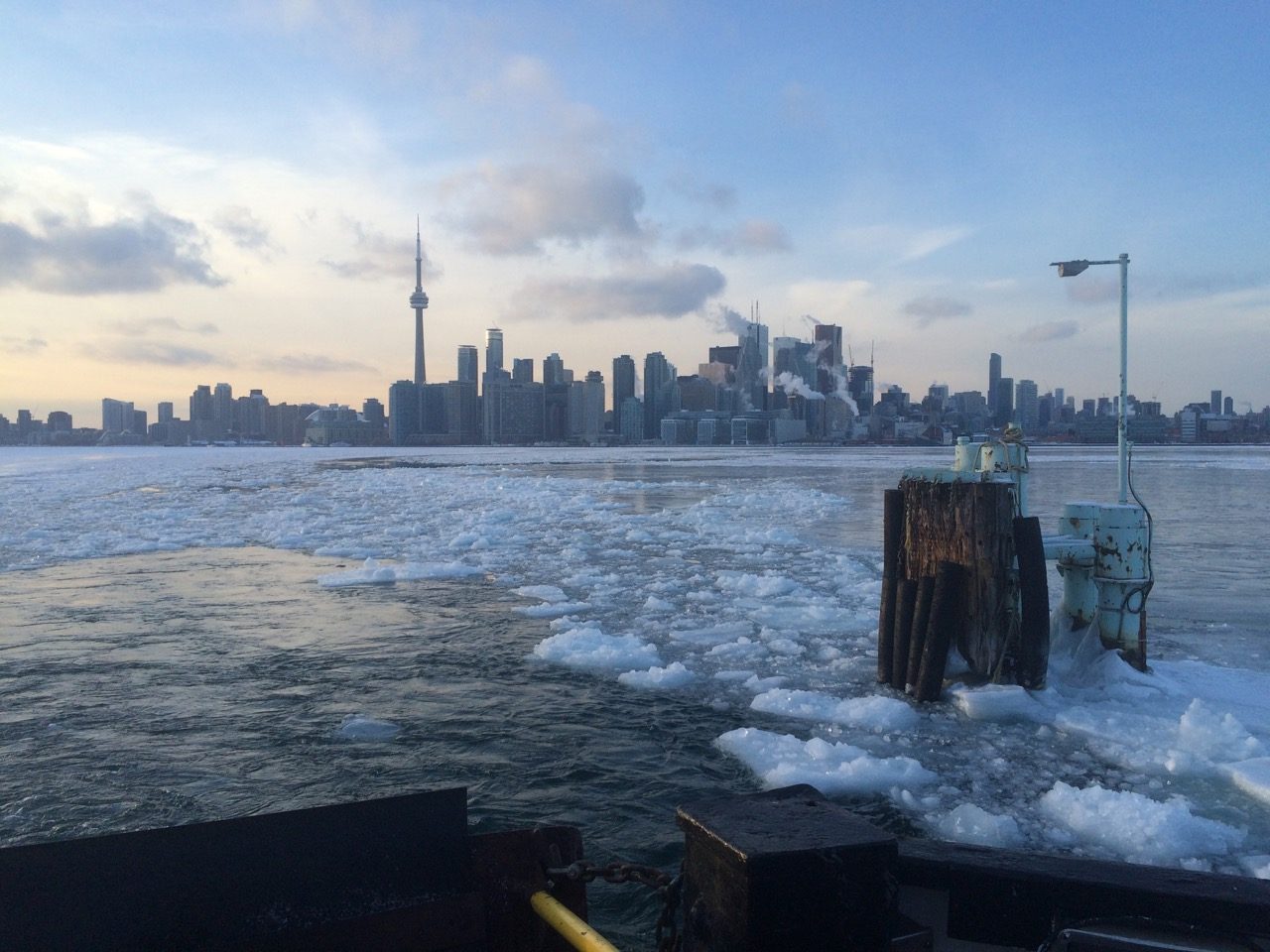10. The sun setting over the city on the return ferry ride