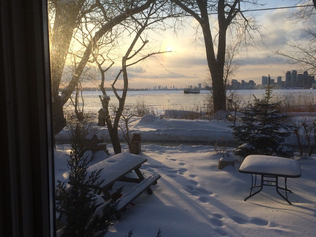 9. The Ferry approaching Wards Island late in the afternoon