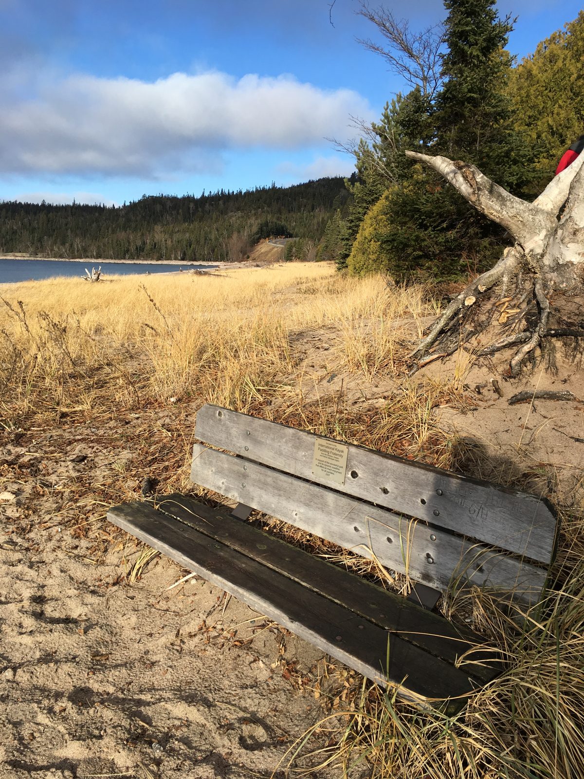 A bench donated by the Ontario Paddlers association