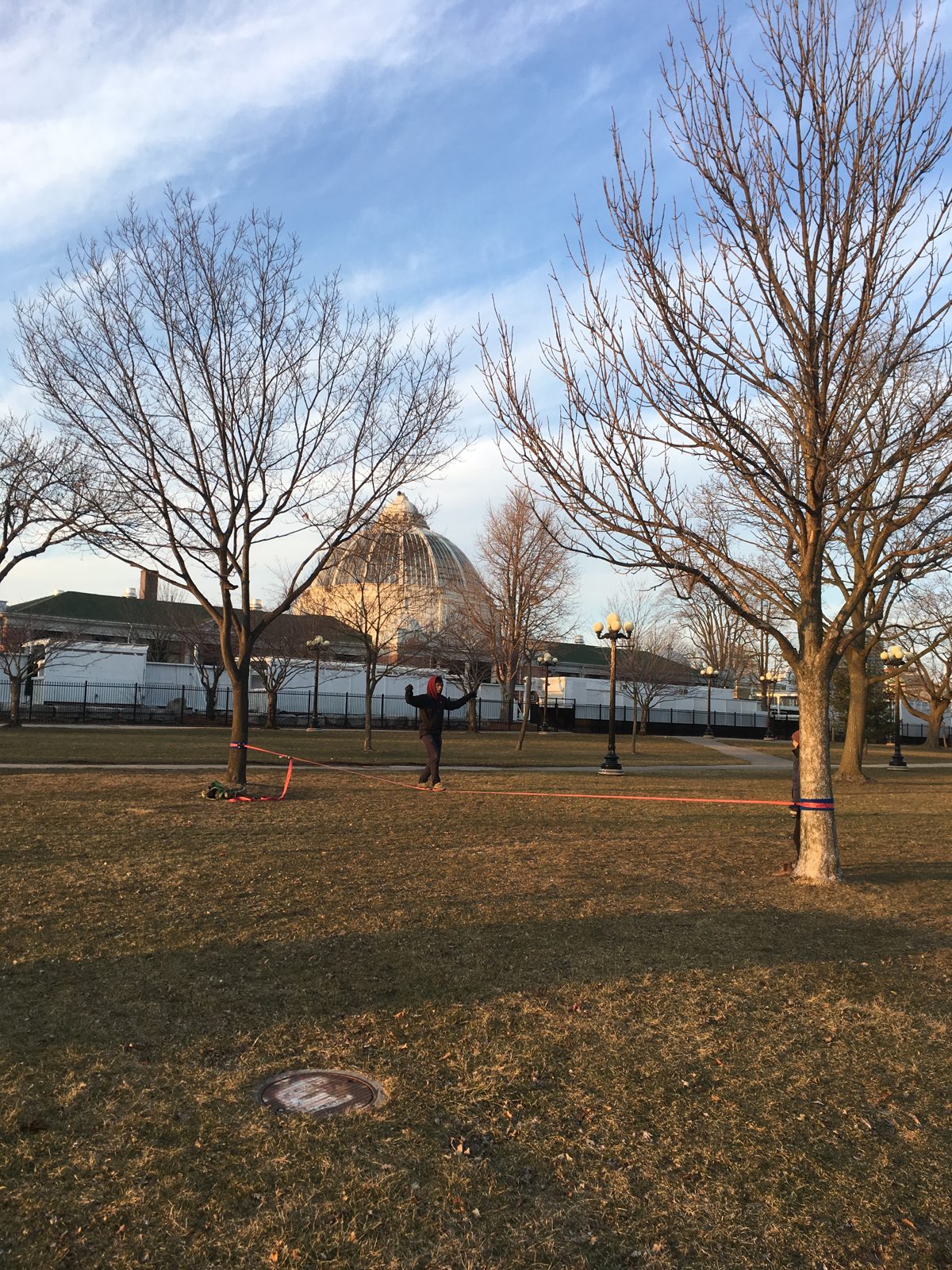 Slack Lining in a Local Park