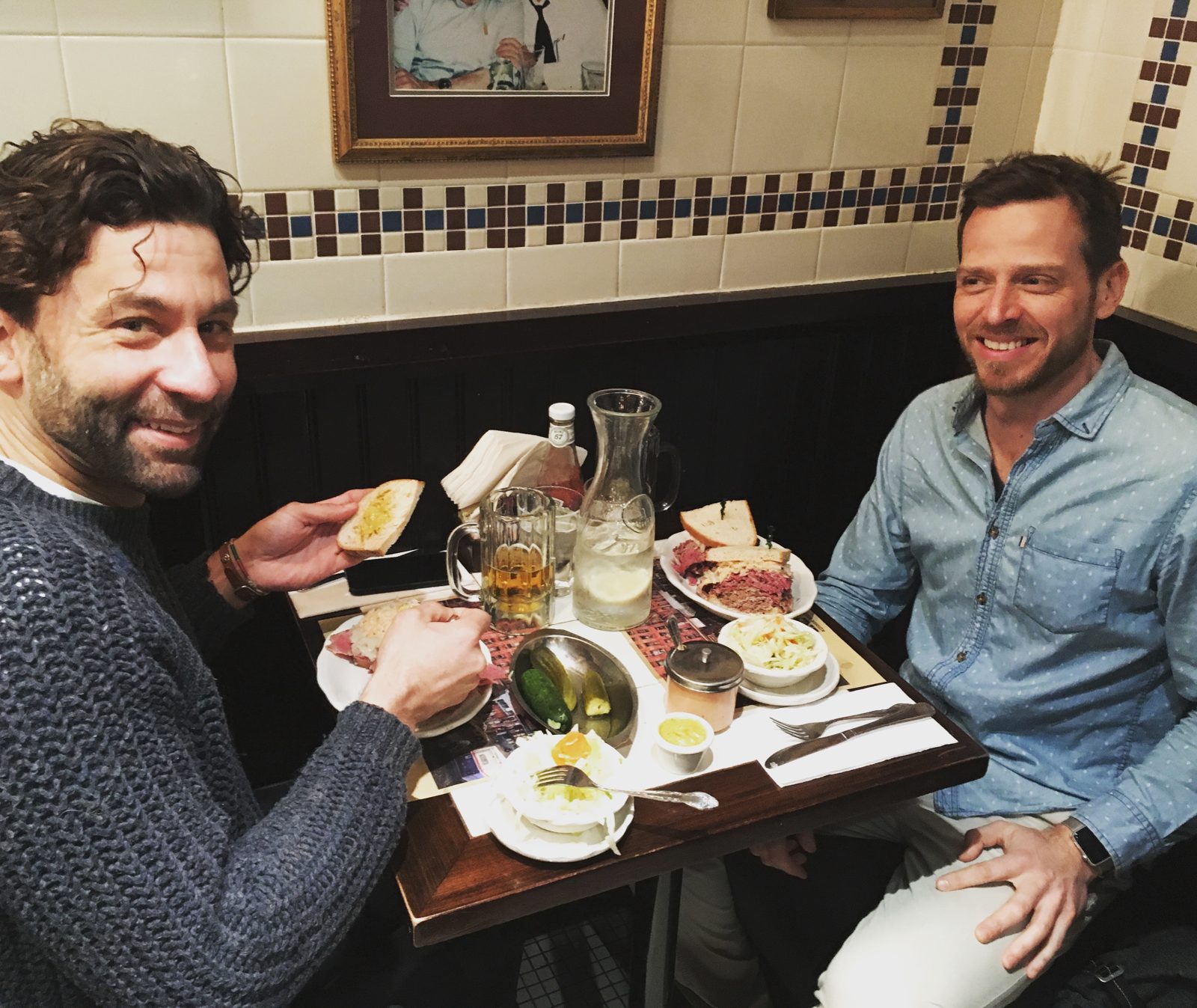 Nicholas and I enjoying Reubens at 2nd Ave Deli