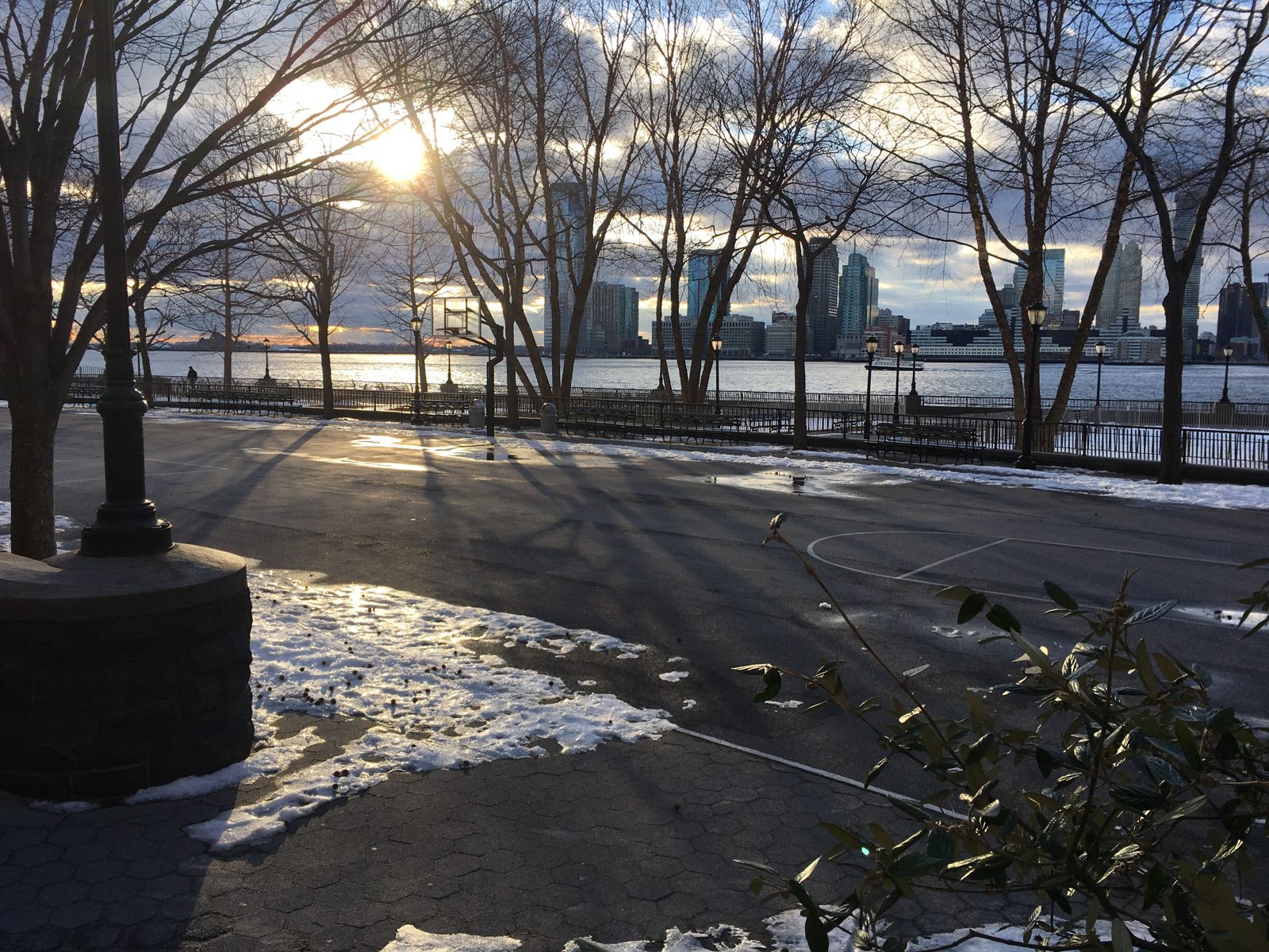 The sun shines on a windy cold NYC afternoon